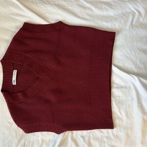 Zara Burgundy V-Neck Sweater Vest